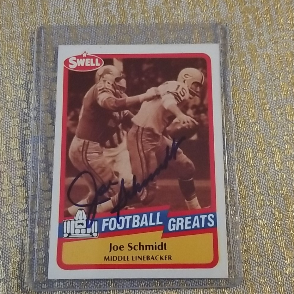 HOF Joe Schmidt autographed football card